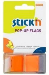 STICKN Film index autoadeziv 45 x 25mm, 50 file/set, cu dispenser, Stick"n Pop-up - transparent/portocaliu (HO-26031)