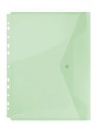 DONAU Folie protectie doc. A4, clapa laterala, inchidere cu capsa, 4/set, 200 microni, DONAU - verde transparent (DN-8540001PL-06)