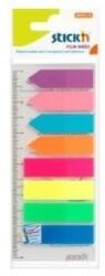 STICKN Stick index plastic transp. color 45 x 12 mm, 8 x 25 file/set index sageata, Stick"n-8 culori neon (HO-21346)