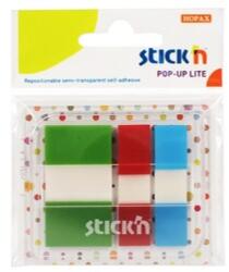 STICKN Film index autoadeziv 45 x 12mm + 45x25mm, 3x20file, dispenser, Stick"n Pop-up Lite-3 cul. trans/neon (HO-21654)