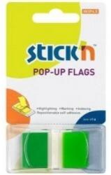 STICKN Film index autoadeziv 45 x 25mm, 50 file/set, cu dispenser, Stick"n Pop-up - transparent/verde (HO-26023)