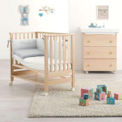 Azzurra Design Patut CoSleeping Azzurra Contact Natur - Laterala Culisanta, Saltea Inclusa si Suport Antireflux