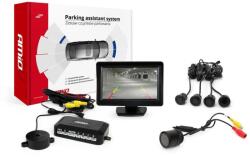 AMiO Tolatóradar 4 Darab Fekete 18 mm-es Szenzorral, 4.3" Tft Monitorral + Éjjellátó - fizz - 36 565 Ft