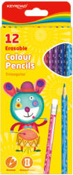 Keyroad Színes ceruza készlet radíros, háromszögletű 12 db/bliszter Keyroad Erasable vegyes színek (KR971453)