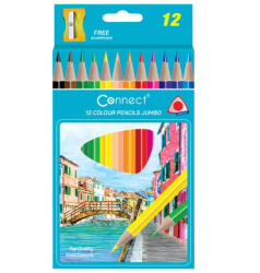 Connect Színes ceruza vastag háromszögletű CONNECT 12db-os készlet, (C-609719)
