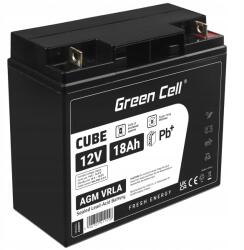Green Cell Agm Akkumulátor 12V 18Ah Vrla Karbantartást nem igénylő játék pénztárgép riasztó (AGM09)