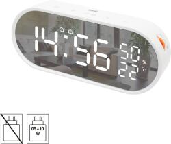Somogyi Elektronic HOME LTC06 ébresztőóra, USB töltőkimenet, fehér kijelző, két ébresztési időpont, hőmérséklet és páratartalom mérés