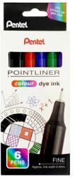 Pentel Tűfilc készlet, 0, 4 mm, PENTEL "Pointliner", 6 különböző szín (PENS406) - primatinta