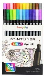 Pentel Tűfilc készlet, 0, 4 mm, PENTEL "Pointliner", 24 különböző szín (PENS4024) - primatinta