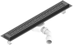 Styron Rozsdamentes egyenes zuhanyfolyóka, 600 mm-es HARMONY, fekete rozsdmanetes fedráccsal, STY-RM-60-H-B (STY-RM-60-H-B)