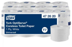 Tork Toalettpapír, belsőmag nélküli, T7 rendszer, 1 rétegű, 13, 1 cm átmérő, Universal, 'OptiServe', fehér (KHH832) (KHH832)