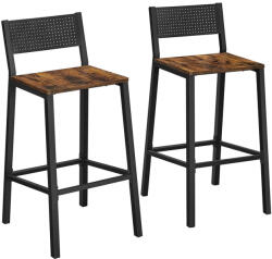 VASAGLE Bárszék 2 db magas konyhai étkező szék szögletes, rusztikus barna, fekete