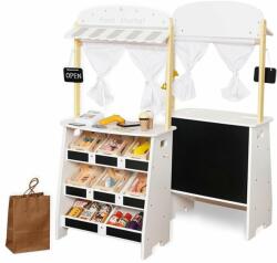  GINGER HOME Fa Gyerek Bolt és Bábszínház 2 az 1-ben - Szerepjáték Játékkészlet Pénztárgéppel, POS Terminállal és Hangos Szkennerrel, 45x24x97.5 cm, 3+ Év