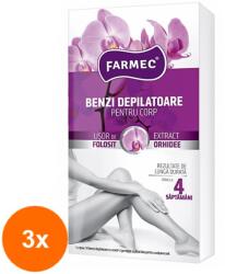 Farmec Set 3 Cutii x 14 Benzi Depilatoare Farmec, pentru Corp, cu Extract de Orhidee + 2 Servetele