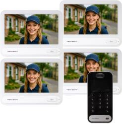 Techson 4 db TCTIS716WHITE + 1 db TCTDS302 Négylakásos Video IP kaputelefon szett (TCTIS716WHITE_4db+TCTDS302)