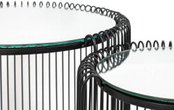 KARE Design Wire Double II Fekete Fém Dohányzóasztal Szett Tükrös Üveglappal (KHM-87441)