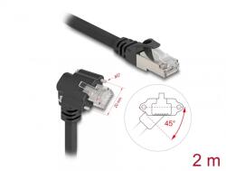 Delock Cablu de retea RJ45 Cat. 6 SFTP drept/unghi cu suruburi 2m Negru, Delock 80918 (80918)