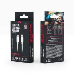 Maxlife MXUC-05, USB kábel, USB-C - Lightning, (2 méter 20W), fehér (Gyorstöltő)