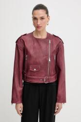 BOSS Orange bőrdzseki - burgundia 36