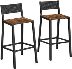 VASAGLE Bárszék 2 db magas konyhai étkező szék szögletes, rusztikus barna, fekete (LBC070B01)