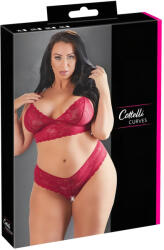 Cottelli Collection Plus Size - puha csipke melltartó szett (piros) (22124043071) - padlizsan