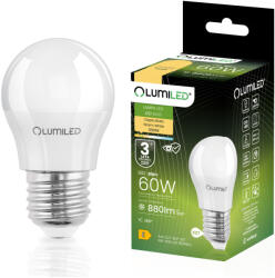 Lumileds E27 LED izzó KIS GOMBÓC 8W = 60W 3000K 880lm Meleg Színű CCD Fehér LUMILED (LUMLEDH0013BA)