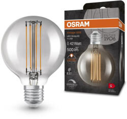 OSRAM LED dekoratív izzó G80 gömb alakú E27 11W = 42W 500lm 1800K Meleg 320° Füstölt Izzószálas Szabályozható Vintage 1906 Osram (4099854090783)