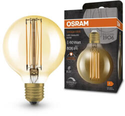 OSRAM LED dekoratív izzó G80 gömb alakú E27 8.8W = 60W 806lm 2200K Meleg 320° Izzószálas, szabályozható fényerővel, Vintage 1906 Osram (4099854090943)