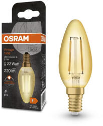OSRAM LED dekoratív izzó B39 gyertya E14 2.5W = 22W 220lm 2400K Meleg 300° Vintage 1906 Osram (4099854091575)