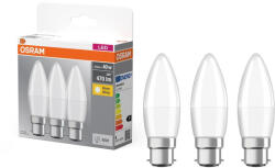 OSRAM 3x LED izzó B37 gyertya B22d 4.9W = 40W 470lm 2700K 200° Meleg fejelés Osram (4099854045936)