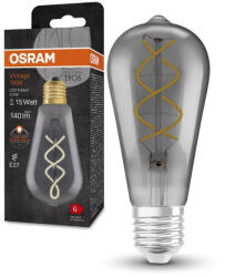 OSRAM LED dekoratív izzó ST64 Edison E27 4W = 15W 140lm 1800K Meleg 330° Füstölt Vintage 1906 Osram (4099854091315)