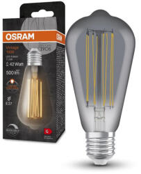 OSRAM LED dekoratív izzó ST64 Edison E27 11W = 42W 500lm 1800K Meleg 320° Füstölt Izzószálas Szabályozható Vintage 1906 Osram (4099854091001)