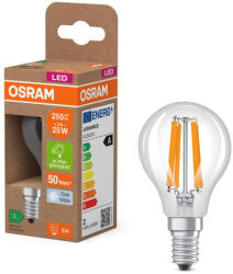 OSRAM LED izzó P45 gömb alakú E14 1.2W = 25W 255lm 4000K Semleges 330° 213lm/W ENERGY CLASSIC EFFICIENCY Osram (4058075839328)