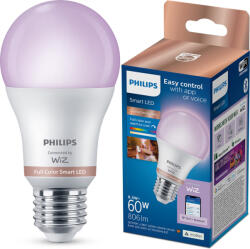 Philips LED izzó E27 A60 8.5W = 60W 806lm 2200-6500K RGB + TW Intelligens SMART WiFi Bluetooth WiZ alkalmazás Philips (8720169171121)