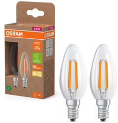 OSRAM 2x LED izzó B35 gyertya E14 2.2W = 40W 470lm 2700K Meleg 320° 214lm/W KLASSZIKUS ENERGIAHATÉKONYSÁG Osram (4099854255472)