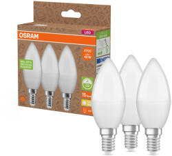 OSRAM 3x LED izzó B37 gyertya E14 4.9W = 40W 470lm 2700K Meleg 220° Osram PCR lámpák (4099854340314)