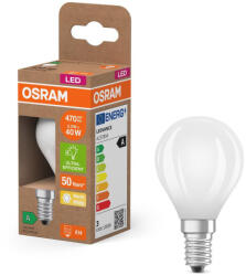 OSRAM LED izzó P45 gömb alakú E14 2.2W = 40W 470lm 2700K Meleg 330° 214lm/W ENERGY CLASSIC EFFICIENCY Osram (4099854255755)