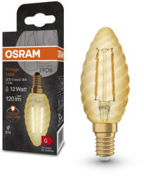 OSRAM LED dekoratív izzó B33 gyertya E14 1.5W = 12W 120lm 2400K Meleg 300° Vintage 1906 Osram (4099854091513)