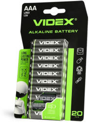Videx LR03 AAA alkáli elemek 1, 5 V, 20 db-os bliszteres kiszerelésben (VIDBAT0035)