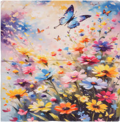 Shopika Esarfa patrata cu o singura fata, imprimeu floral multicolor cu fluturi