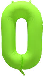 Amscan 0-ás születésnapi szám fólia lufi - Neon zöld 86 cm