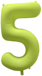 Amscan 5-ös születésnapi szám fólia lufi - Neon sárga 86 cm