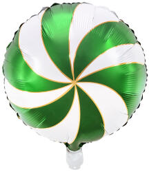 PartyDeco Karácsonyi fólia lufi - zöld-fehér cukorka 35 cm