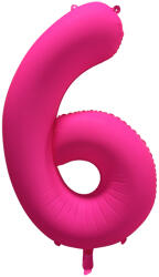 Amscan 6-os születésnapi szám fólia lufi - Neon rózsaszín 86 cm