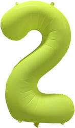 Amscan 2-es születésnapi szám fólia lufi - Neon sárga 86 cm