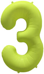 Amscan 3-as születésnapi szám fólia lufi - Neon sárga 86 cm