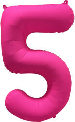 Amscan 5-ös születésnapi szám fólia lufi - Neon rózsaszín 86 cm