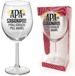 Neves Ajándék Borospohár - Apa ma szabadnapos - Ajándék Apának (BOP057)