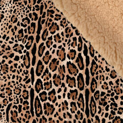 Takoy Țesătură softshell de iarnă, imitație lână de oaie bej premium 20000/10000 leopard
