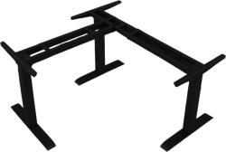L alakú asztal Elektromosan állítható 700-1200 mm magasságú L-alakú sarokasztal váz, fekete, 3 motoros, 3 memóriás USB-s LED vezérlővel